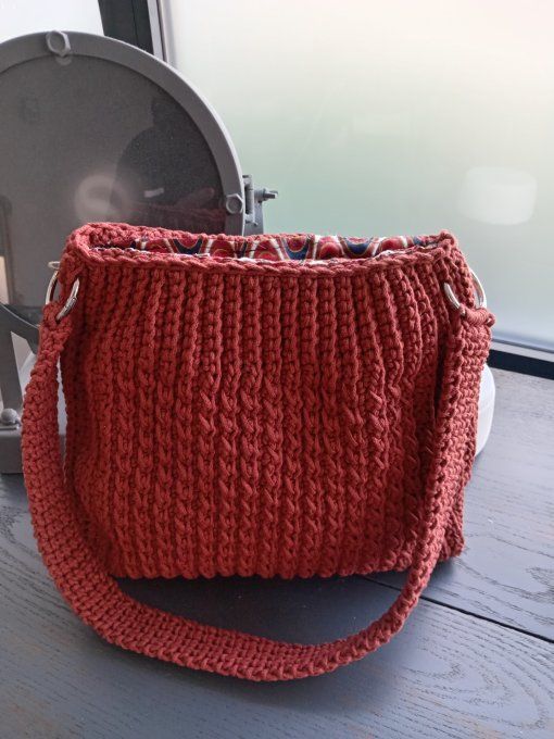 Sac à main en coton terracota