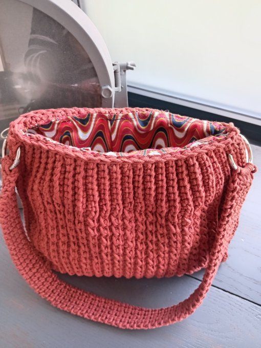 Sac à main en coton terracota