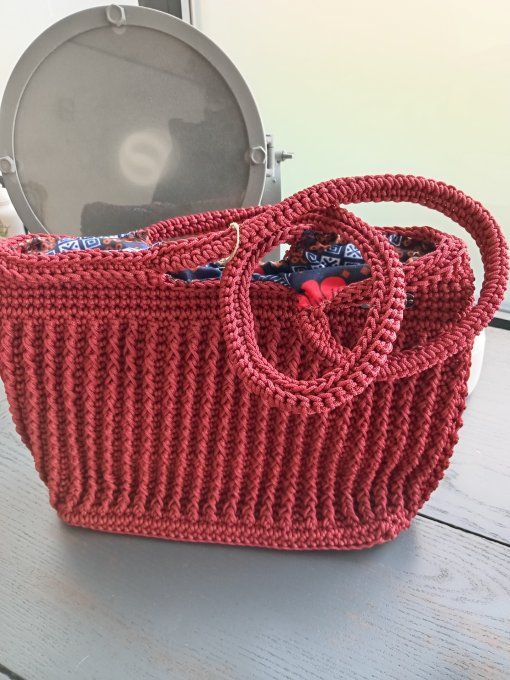 Sac à main en coton terracota