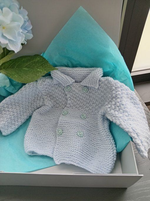 Gilet bébé en laine bleu