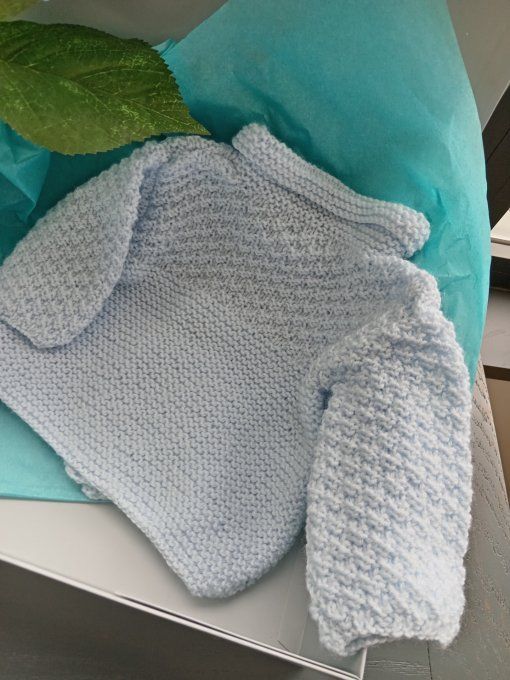 Gilet bébé en laine bleu