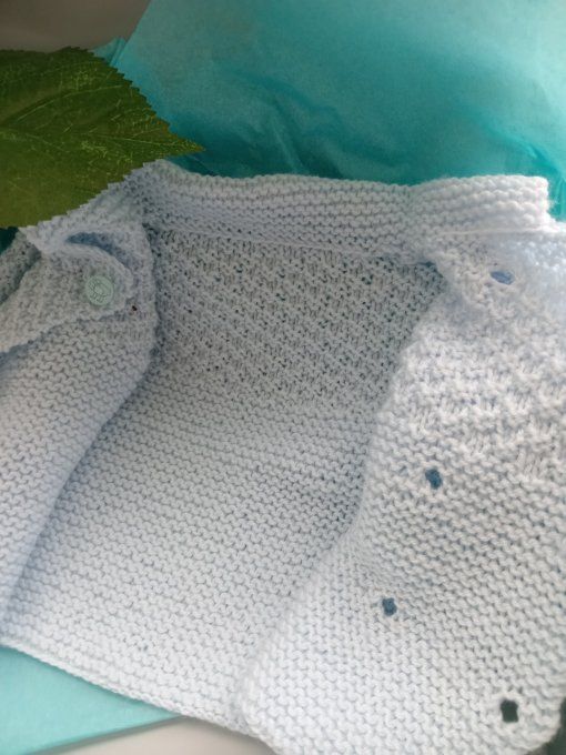 Gilet bébé en laine bleu