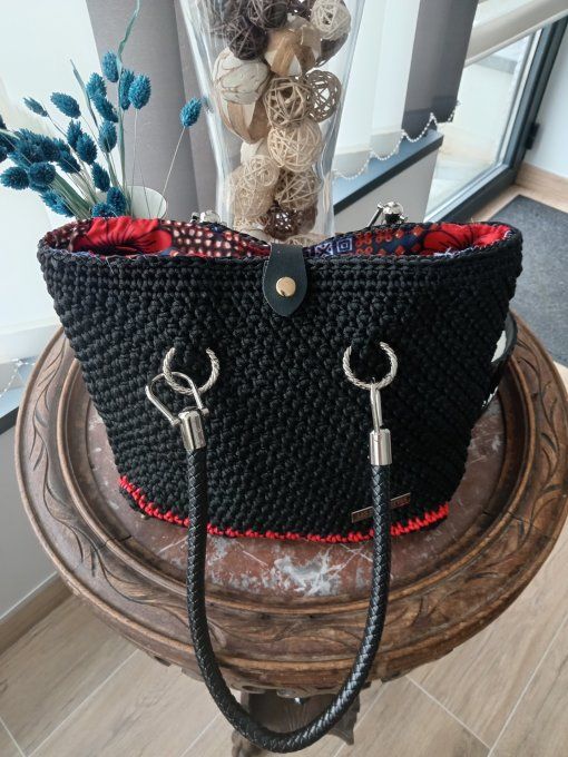 SAC A MAIN NOIR EN FIL COTON