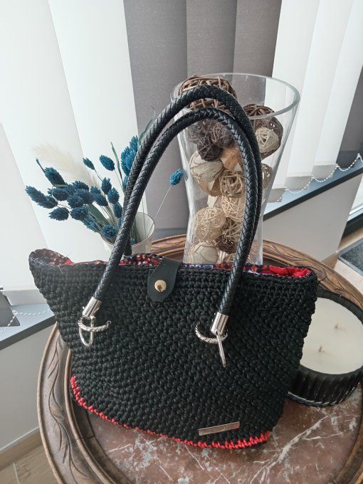 SAC A MAIN NOIR EN FIL COTON
