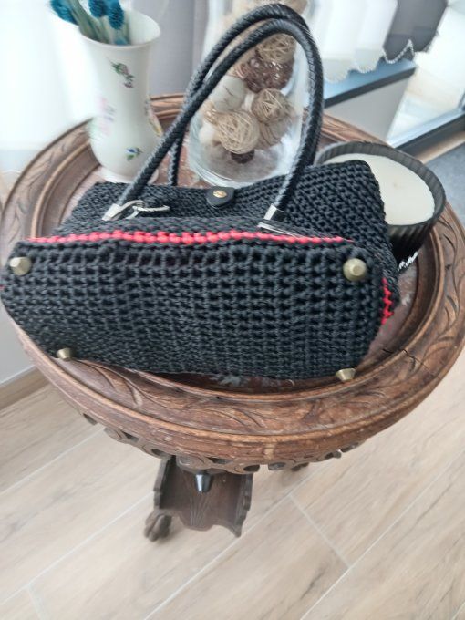 SAC A MAIN NOIR EN FIL COTON