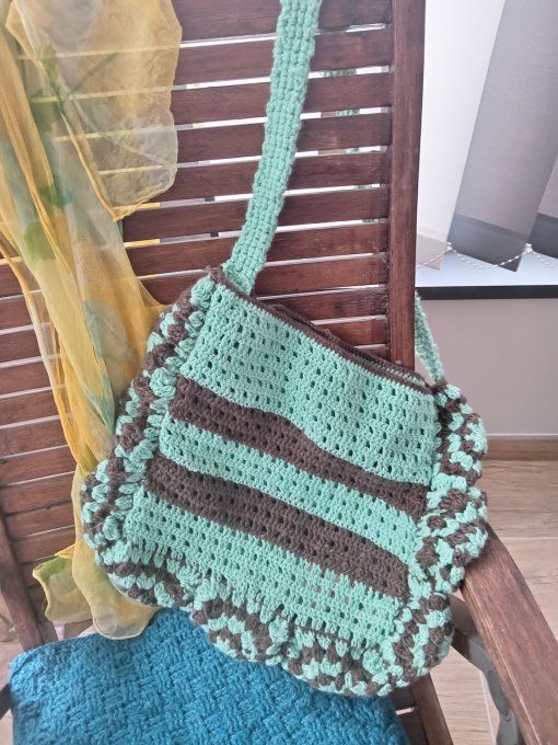 SAC DE PLAGE VERT EN LAINE
