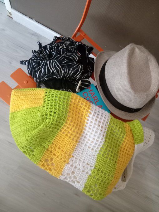 SAC DE PLAGE JAUNE ET VERT