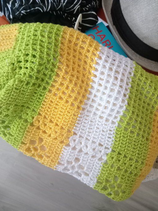 SAC DE PLAGE JAUNE ET VERT