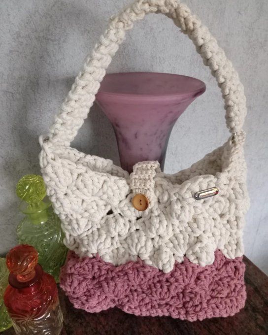 SAC ROSE ET BLANC EN COTON