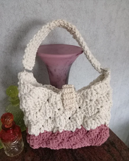 SAC ROSE ET BLANC EN COTON