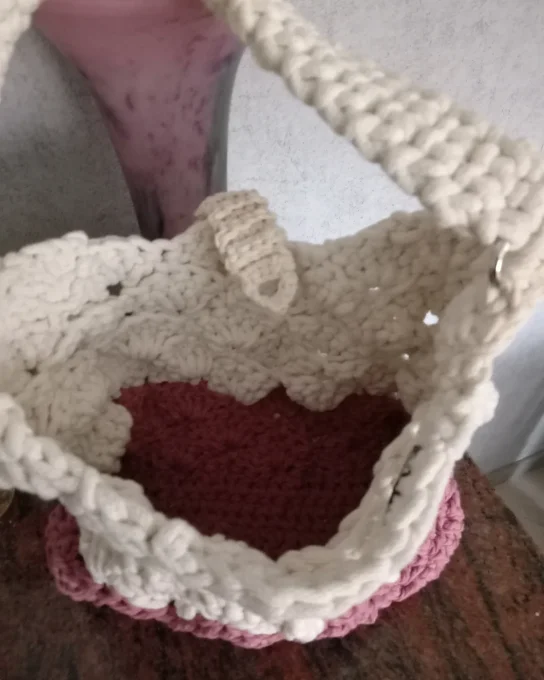 SAC ROSE ET BLANC EN COTON